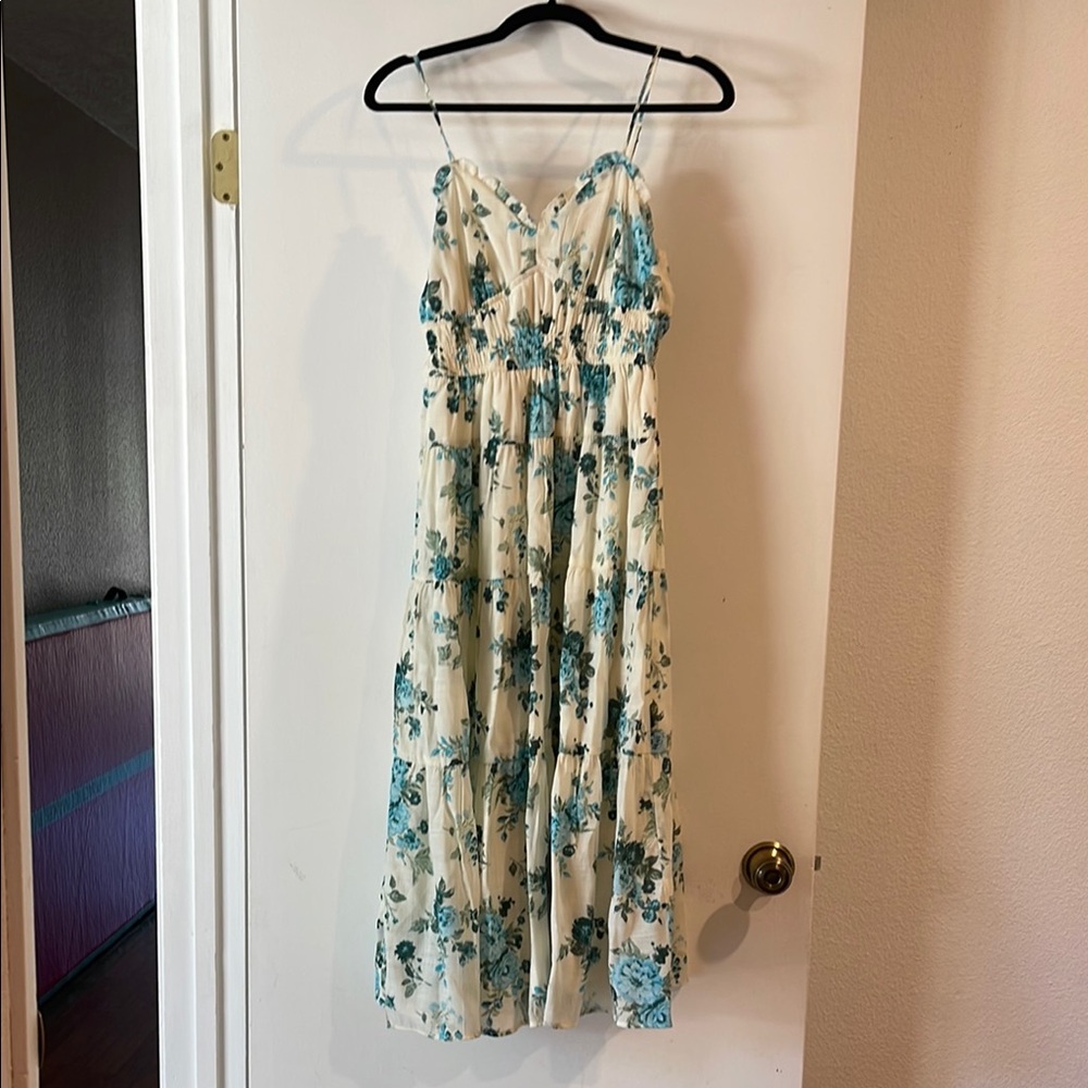 Francesca's Cream and Blue Floral Dress